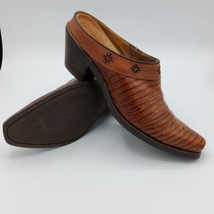 ARIAT Cognac Lizard Mules Size 8